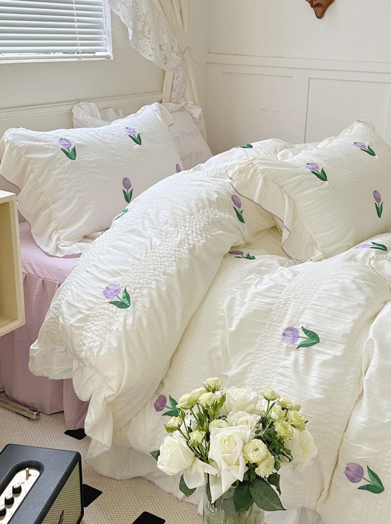 Obbty Coquette Room Tulip Ruffle Bedding Set