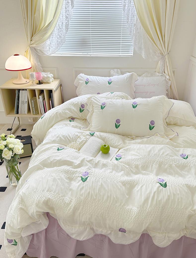 Obbty Coquette Room Tulip Ruffle Bedding Set