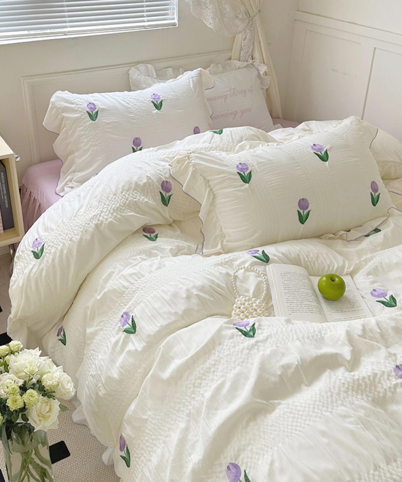 Obbty Coquette Room Tulip Ruffle Bedding Set