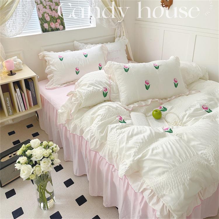 Obbty Coquette Room Tulip Ruffle Bedding Set