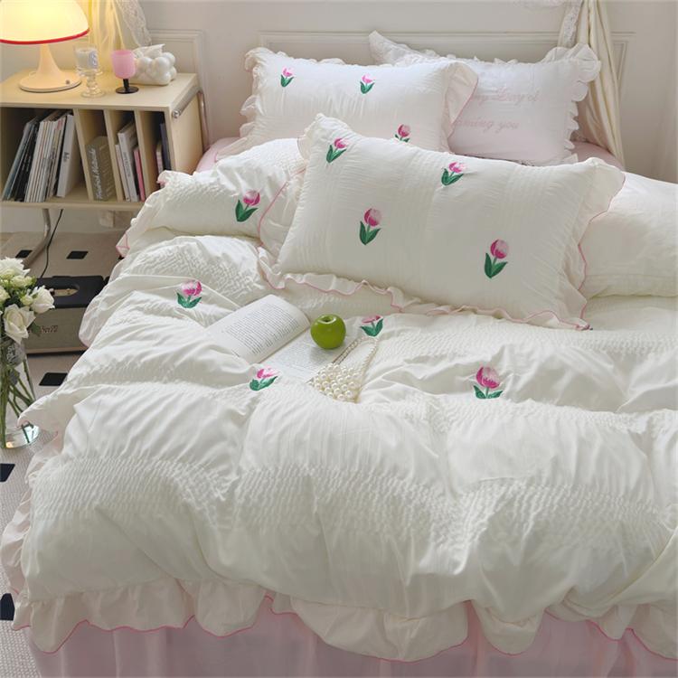 Obbty Coquette Room Tulip Ruffle Bedding Set