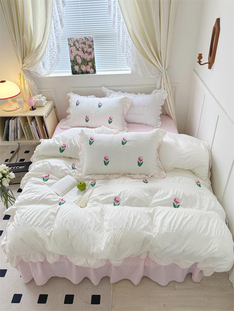 Obbty Coquette Room Tulip Ruffle Bedding Set