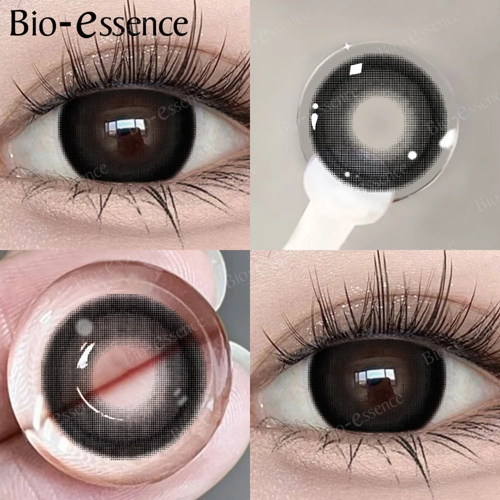 Obbty 1 Pair Black Lenses Korean Lenses Colored Contact Lenses Myopia Lenses Black Eye Lenses with Degree High Quality