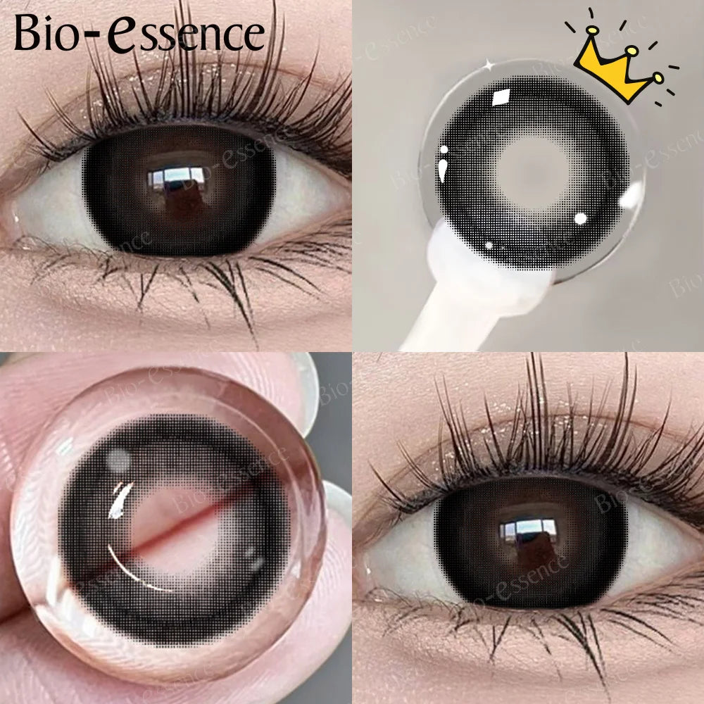 Obbty 1 Pair Black Lenses Korean Lenses Colored Contact Lenses Myopia Lenses Black Eye Lenses with Degree High Quality