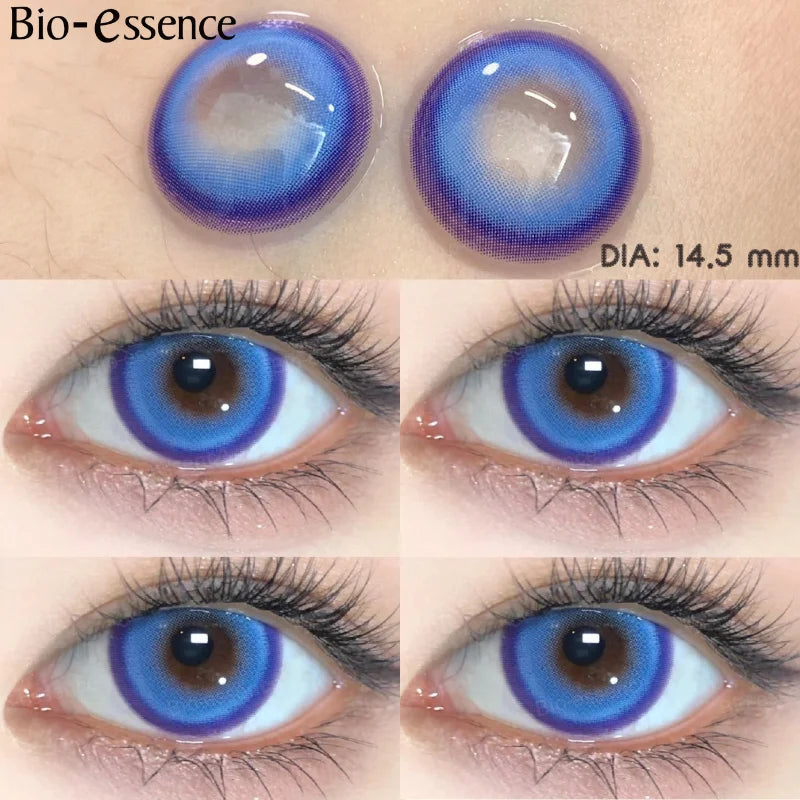 Obbty 1Pair Myopia Lenses Color Contact Lenses for Eyes Lenses With Diopters Prescription Fashion Lenses Blue Eye Lenses