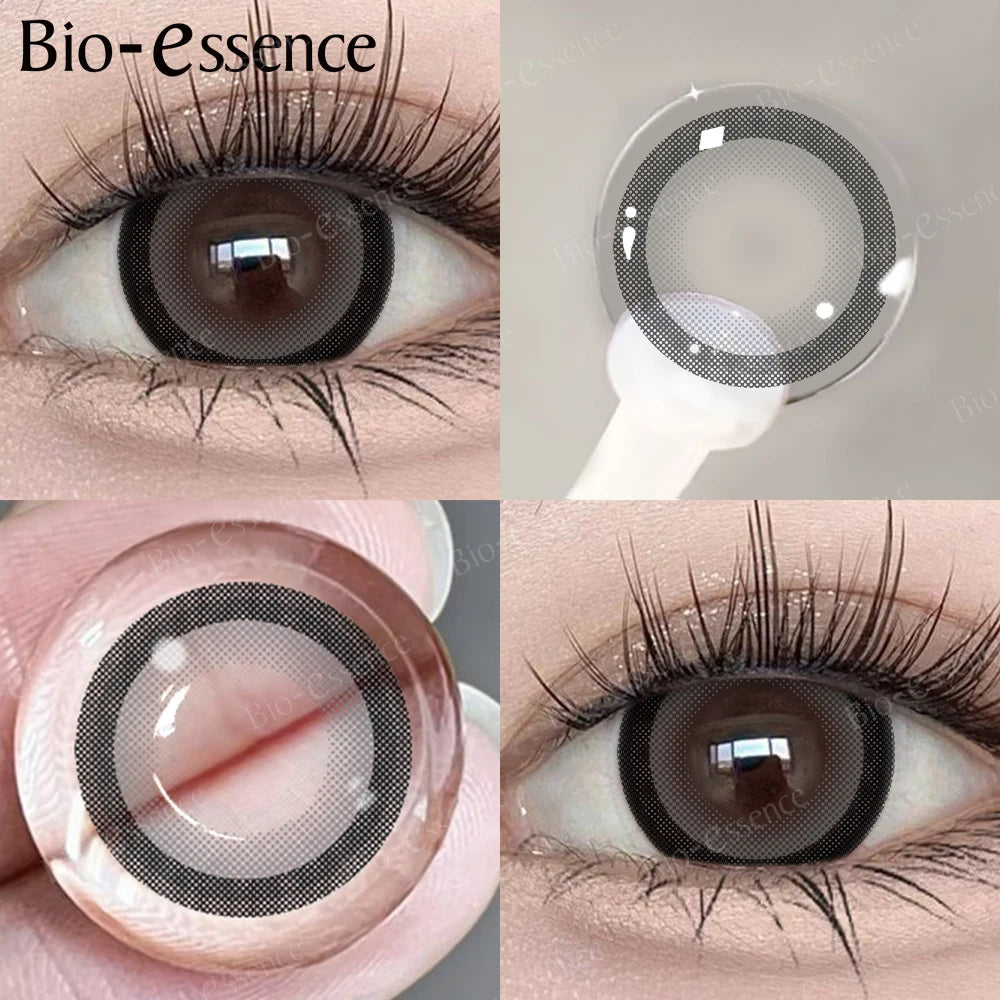 Obbty 1 Pair Black Lenses Korean Lenses Colored Contact Lenses Myopia Lenses Black Eye Lenses with Degree High Quality