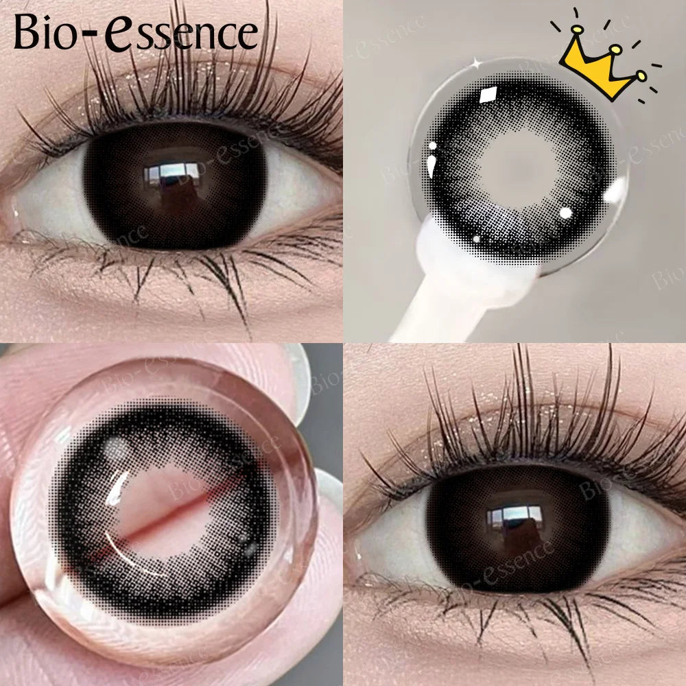 Obbty 1 Pair Black Lenses Korean Lenses Colored Contact Lenses Myopia Lenses Black Eye Lenses with Degree High Quality