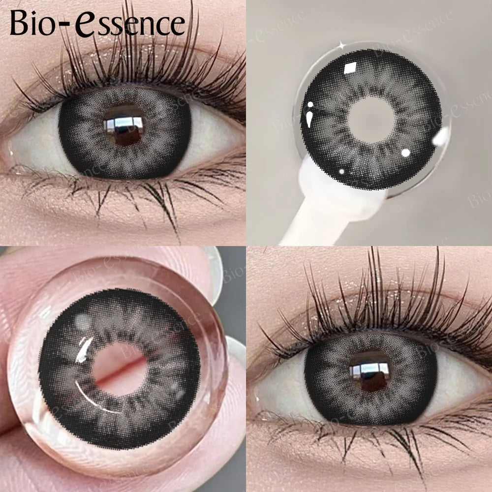 Obbty 1 Pair Black Lenses Korean Lenses Colored Contact Lenses Myopia Lenses Black Eye Lenses with Degree High Quality