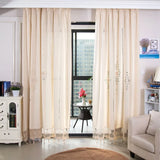 Obbty Linen Hollow Solid Curtain Handmade Crochet Bottom Stitching 70% Blackout Window Curtain Customizable for Living Room