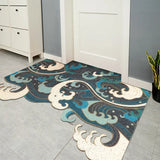 Obbty Japanese-style Printed Pattern Silk Loop Door Mat Carpet Home Entrance Cuttable PVC Floor Door Mats Non-slip Washable Mat Carpet