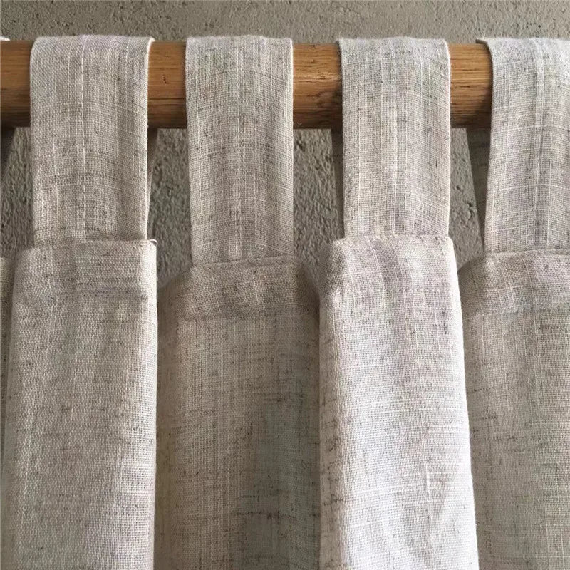 Obbty Natural Linen Blackout Curtains for Living Room Bedroom Eco-friendly Hemp Window Cortinas Cafe Kitchen Flax Short Curtains