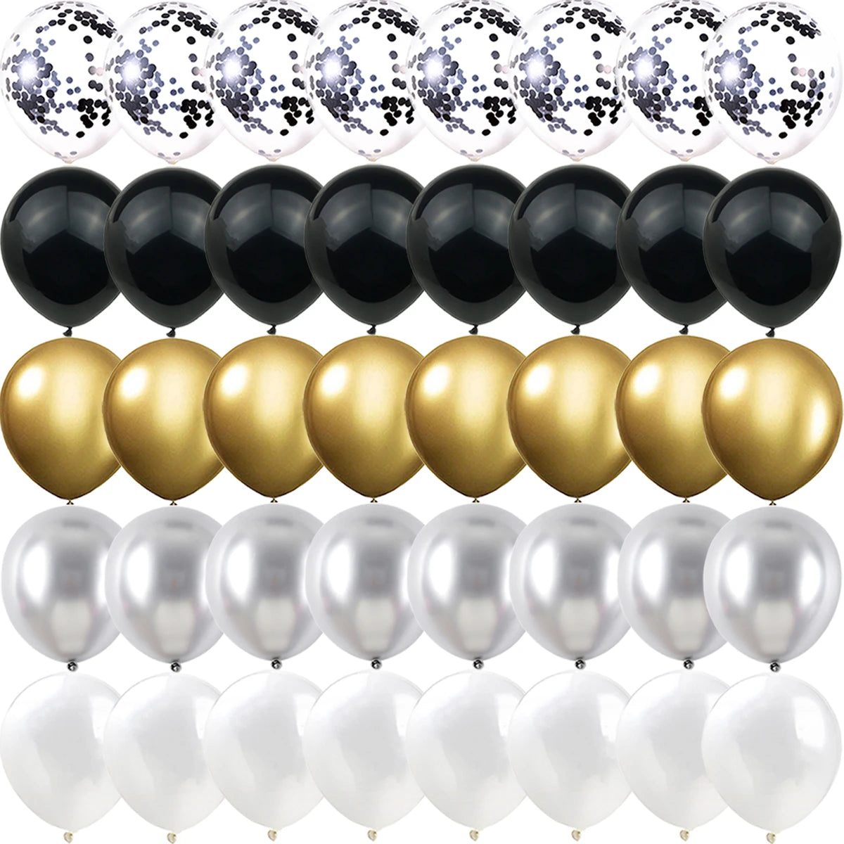 Obbty Gold Black White Confetti Metal Latex Balloons Christmas Wedding New year Baby Shower   Birthday Party Decorations Matte Globos