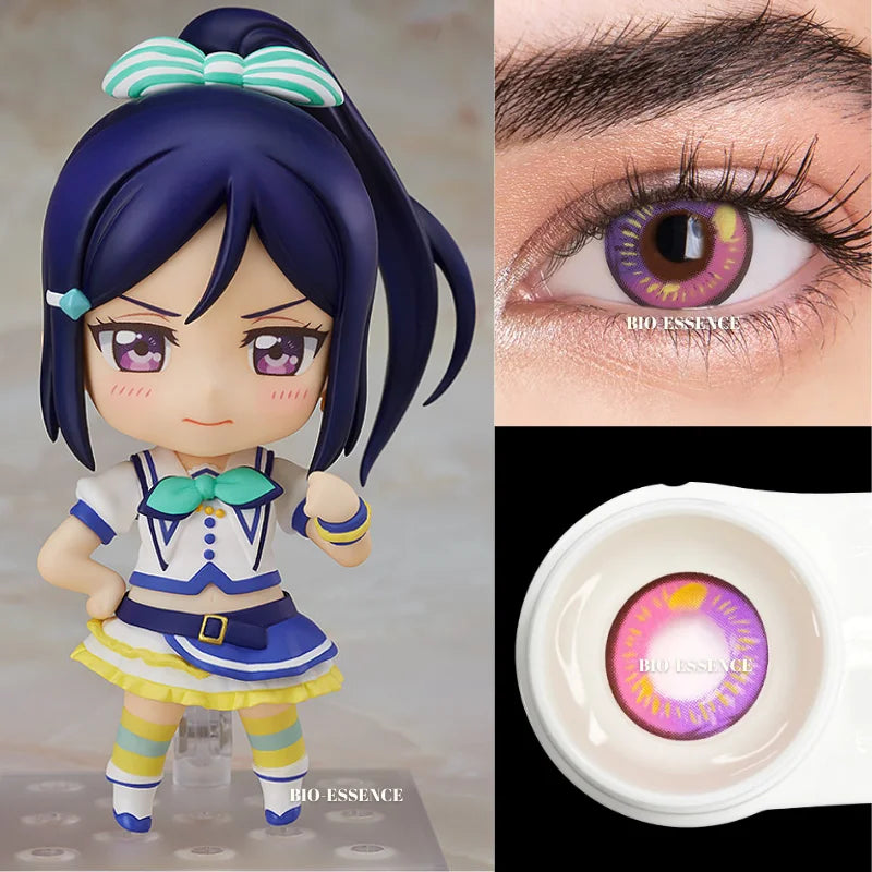 Obbty 1 Pair Halloween Cosplay Color Contact Lenses for Eyes Anime Accessories Purple Pupilentes Crazy Lens