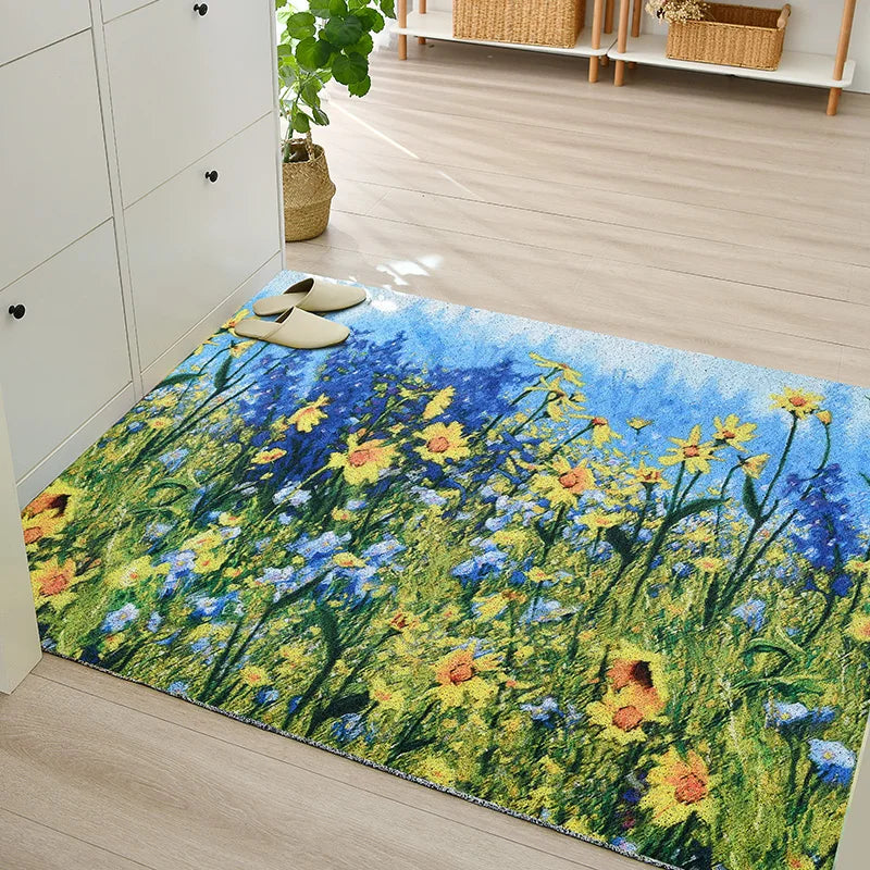 Obbty Front Door Mat Welcome Mats Spinning Fall Doormat Anti Slip Backing Outdoor Porch Decor Entrance Rugs Shoe Boot Entryway Carpet