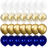 Obbty 28/20PCS Night blue Gold latex Balloons Metallic Confetti wedding Happy Birthday baby shower Halloween party House Decorations