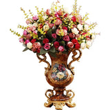 Obbty 30cm European Resin Vase Stereoscopic Dried Fowers Arrangement Wobble Plate Living Room Entrance Ornaments Home Decorations