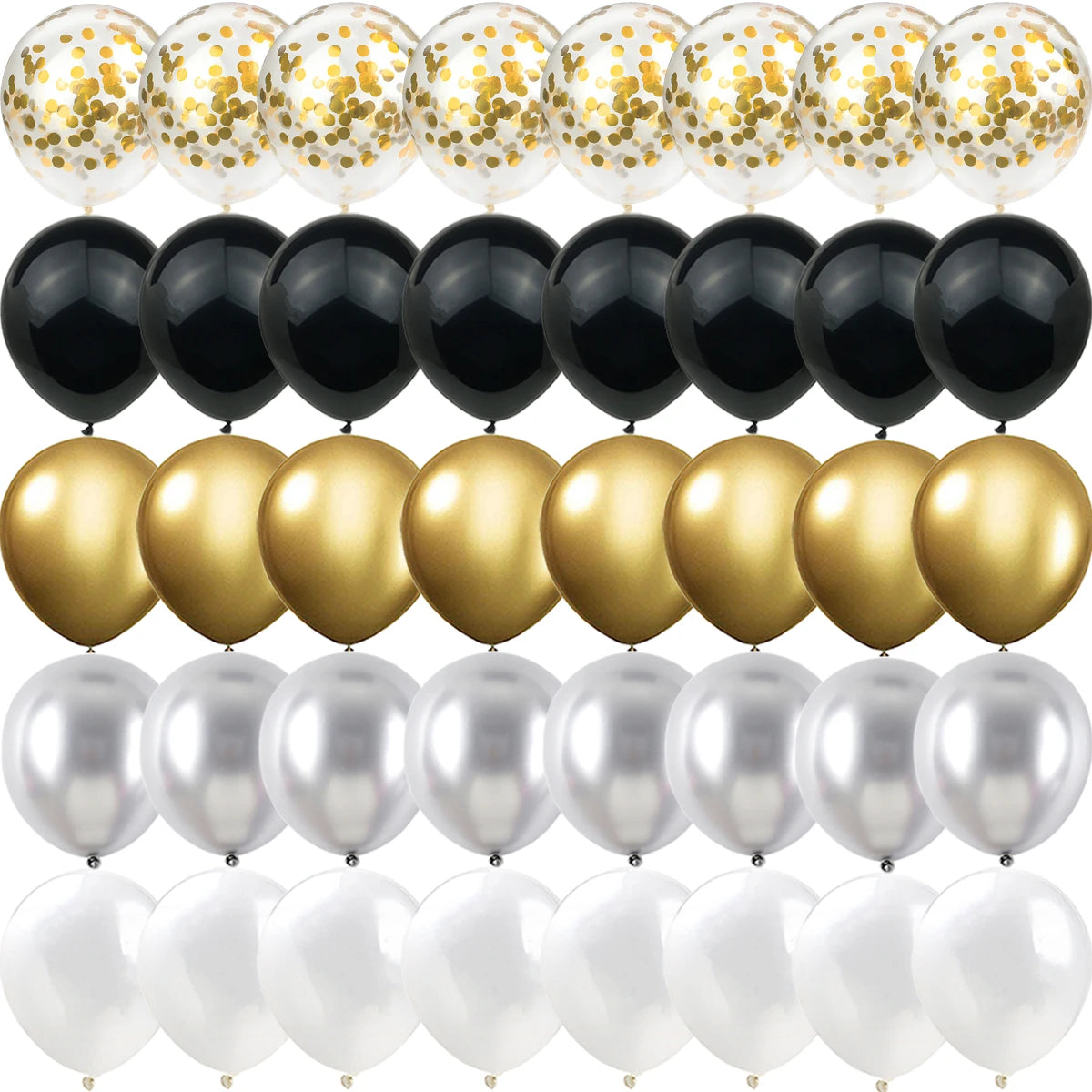 Obbty Gold Black White Confetti Metal Latex Balloons Christmas Wedding New year Baby Shower   Birthday Party Decorations Matte Globos