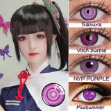 Obbty 1 Pair Halloween Cosplay Color Contact Lenses for Eyes Anime Accessories Purple Pupilentes Crazy Lens