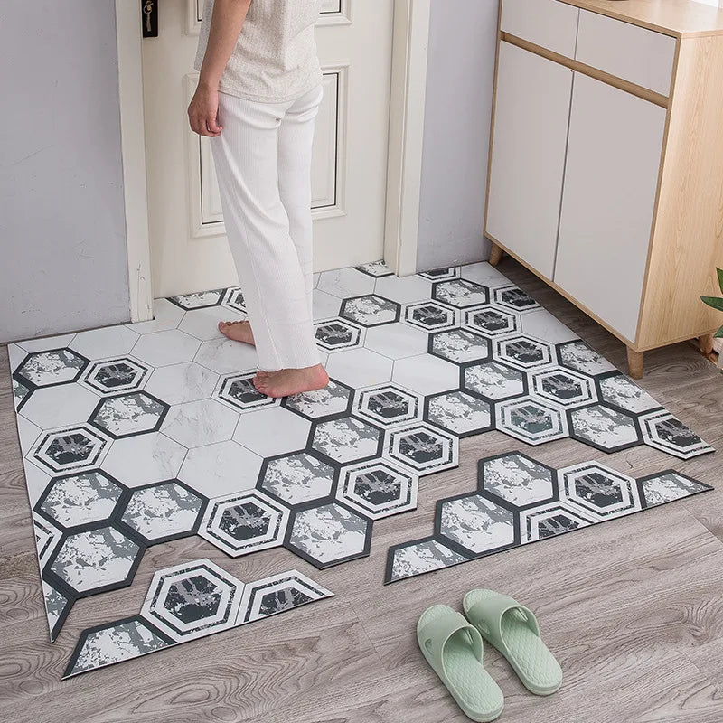 Obbty Leaves Pattern Door Mat, Carpet, Outdoor Entrance Floor, Waterproof PU Cuttable, Living Room, Hallway Mats, Household