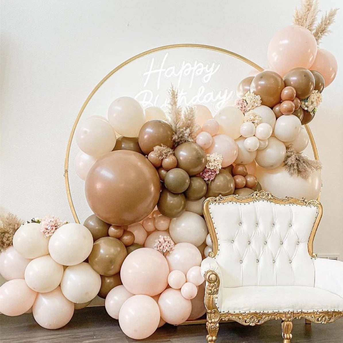 Obbty 40/28/20pcs Brown Macarons Retro Halloween Balloons Birthday Party Wedding Decoration  Baby Shower Globos Anniversaire Fille