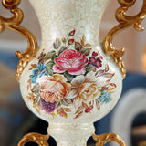 Obbty Luxury European Resin Vase Stereoscopic Dried Fowers Arrangement Wobble Plate Living Room Entrance Ornaments Home Decorations