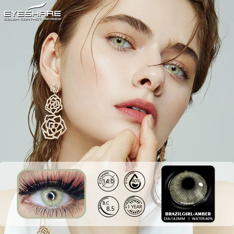 Obbty EYESHARE 1pair (2pcs) Colored Contacts 12 Colors Color Lens Eyes BRAZILGRIL Series Color Cosmetic Contact Lenses Beauty Makeup