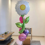 Obbty 5PC Sunflower Daisy Rose Tulip Helium Foil Balloons Theme Party Decoration Mother's ValentinesDay Wedding Birthday Dcorations