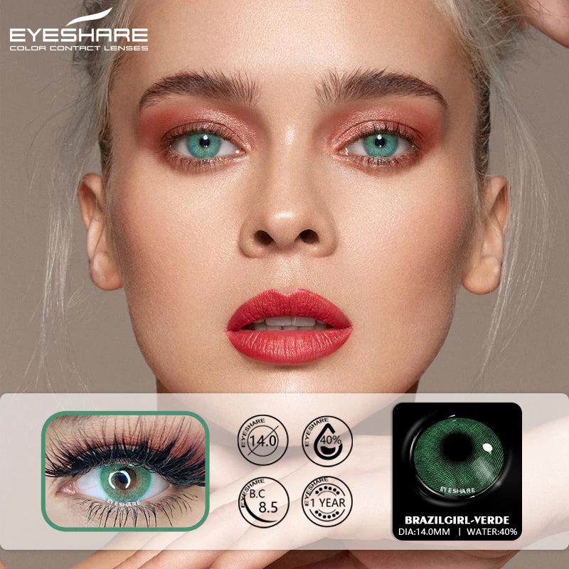 Obbty EYESHARE 1pair (2pcs) Colored Contacts 12 Colors Color Lens Eyes BRAZILGRIL Series Color Cosmetic Contact Lenses Beauty Makeup