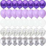 Obbty 40PCS Silver White Purple Metal Latex Confetti Balloons Wedding Decorations Matte Globos Birthday Party Decorations