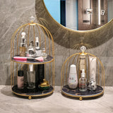 Obbty Iron Art Nordic Style Bird Cage Rack Lipstick Perfume Cosmetic Skin Care Product Storage Rack Finishing Table Rack