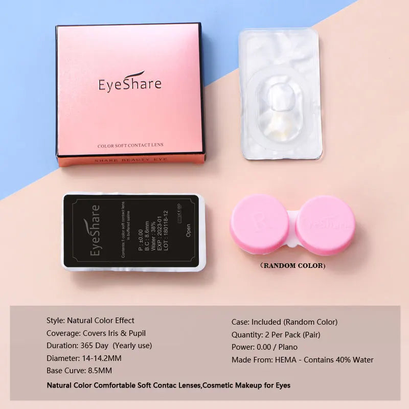 Obbty EYESHARE 2pcs Colored Lenses for Eyes Natural Blue Brown Eyes Color Lenses Yearly Cosmetic Contacts Lenses Beauty Contact Lens