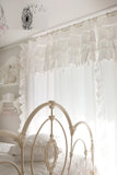 Obbty Premium Cotton Solid White Blackout Curtain for Living Room Fashion Princess Lace Window Drapes with Ruffles Ties for Bedroom