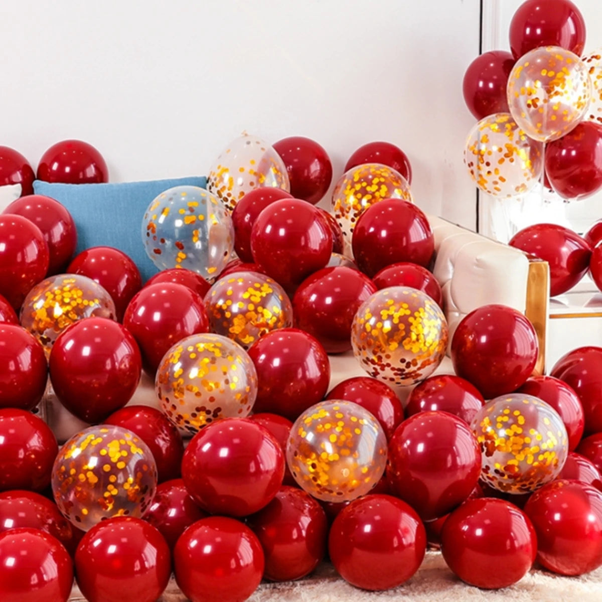 Obbty 40/20Pcs 10inch Pomegranate Red Confetti Latex Balloons Wedding Globos Birthday baby shower House New year party Decorations