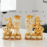 Obbty European Style Ceramic Golden Vase Arrangement Dining Table Home Decoration Accessories Creative Golden Elephant Vases