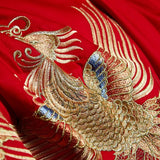 Obbty New Luxury Red 100% Cotton Gold Phoenix Loong Embroidery Chinese Wedding Bedding Set Duvet Cover Bed sheet Bedspread Pillowcases