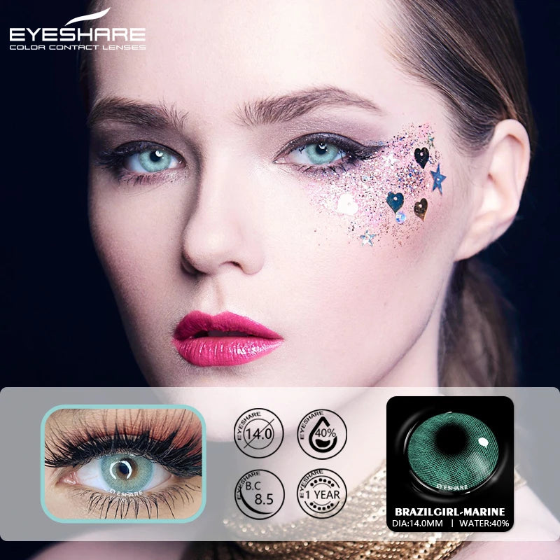 Obbty EYESHARE 1pair (2pcs) Colored Contacts 12 Colors Color Lens Eyes BRAZILGRIL Series Color Cosmetic Contact Lenses Beauty Makeup