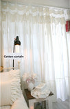 Obbty Light Flittering Curtains for Girl's Bedroom, Korean Princess, Elegant, Cream White, Drapes with Ruffles, 100% Cotton