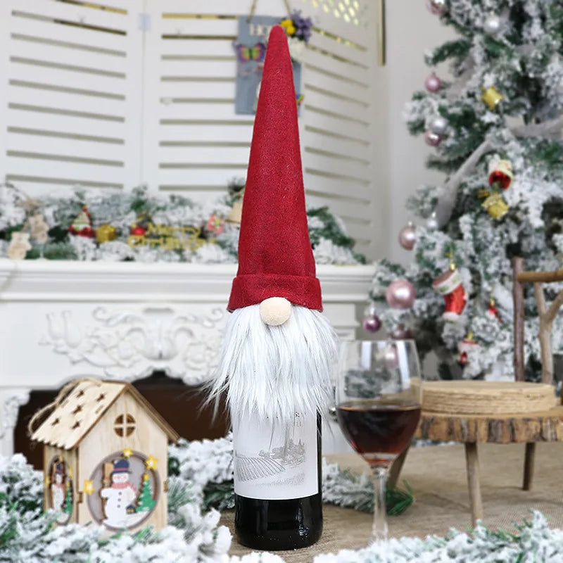 Obbty Christmas Wine Bottle Cover christmas Bottle decorations for home Natal Noel Christmas Table Decor Xmas Gift Happy New Year