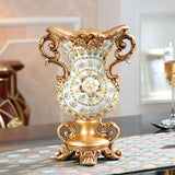 Obbty Luxury European Resin Vase Stereoscopic Dried Fowers Arrangement Wobble Plate Living Room Entrance Ornaments Home Decorations