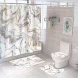 Obbty White Marble Shower Curtain Luxury Golden Modern With Non Slip Rug Mat Bathroom Curtain Waterproof Polyester Home Decor 180x180