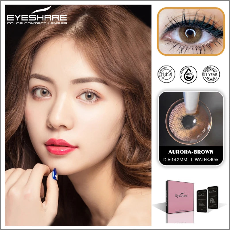 Obbty EYESHARE New Arrival Color Contact Lenses For Eyes 2pcs AURORA Series Blue Green Multicolored Lenses Contact Lens Beauty Makeup