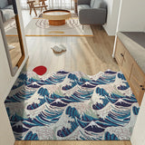 Obbty Rubber Washable Rug Non-slip Hallway Carpet Doormat Wave Sun Waterproof Easy Clean Carpet Entryway Resist Dirt Trapper Rug Mats