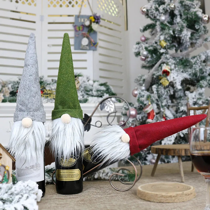 Obbty Christmas Wine Bottle Cover christmas Bottle decorations for home Natal Noel Christmas Table Decor Xmas Gift Happy New Year