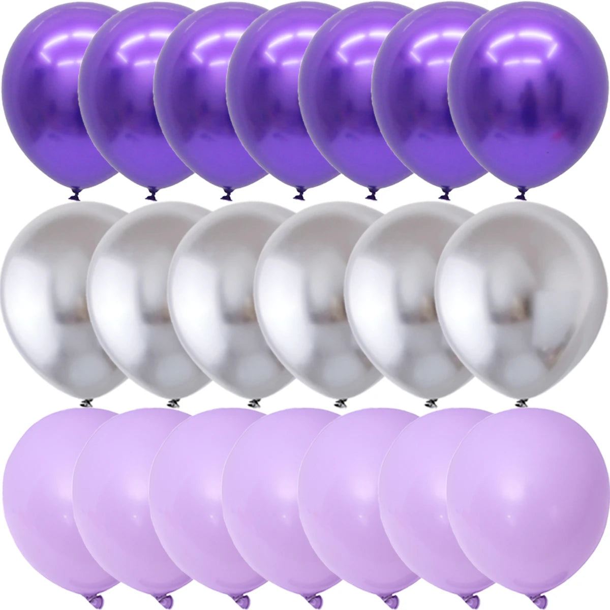 Obbty 40PCS Silver White Purple Metal Latex Confetti Balloons Wedding Decorations Matte Globos Birthday Party Decorations