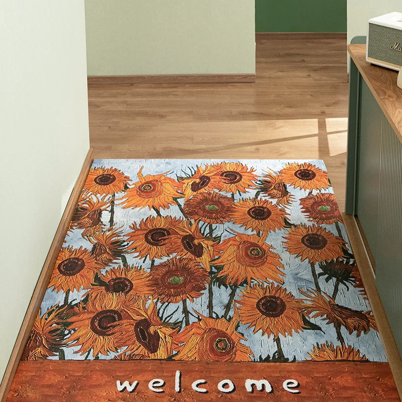 Obbty Front Door Mat Welcome Mats Spinning Fall Doormat Anti Slip Backing Outdoor Porch Decor Entrance Rugs Shoe Boot Entryway Carpet