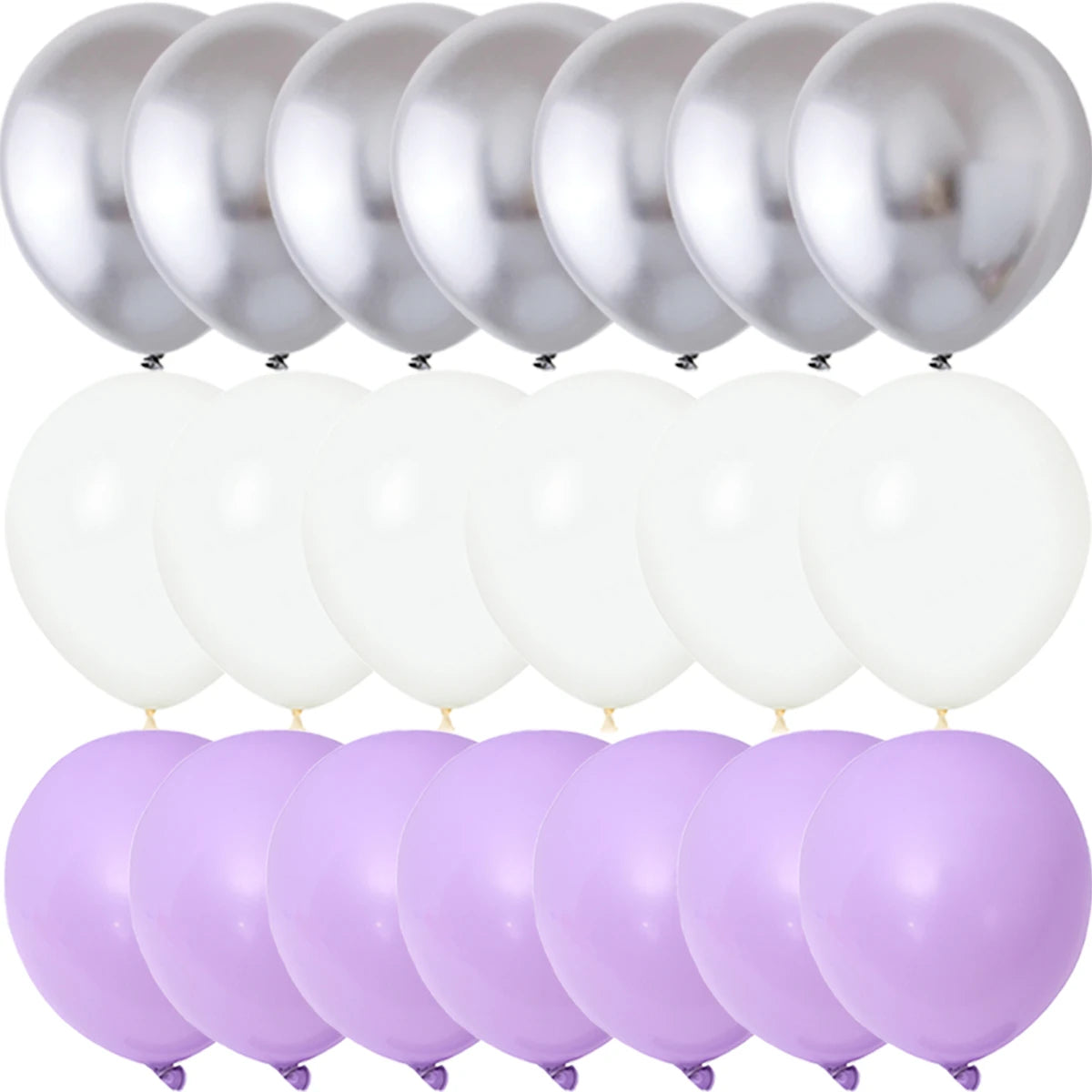 Obbty 40PCS Silver White Purple Metal Latex Confetti Balloons Wedding Decorations Matte Globos Birthday Party Decorations