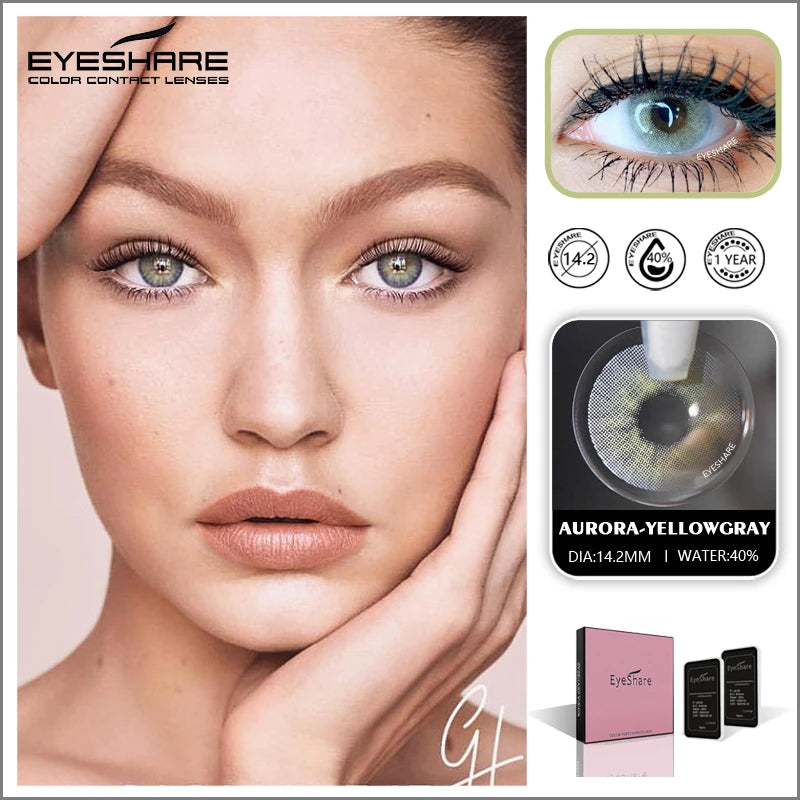 Obbty EYESHARE New Arrival Color Contact Lenses For Eyes 2pcs AURORA Series Blue Green Multicolored Lenses Contact Lens Beauty Makeup