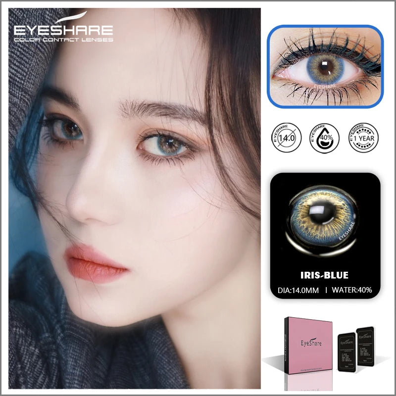 Obbty EYESHARE New Arrival Color Contact Lenses For Eyes 2pcs AURORA Series Blue Green Multicolored Lenses Contact Lens Beauty Makeup