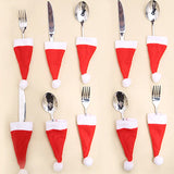 Obbty 10PC Tableware Holder bag Christmas hat Christmas Christmas Decorations home decoration accessories Kitchen Tableware Holde