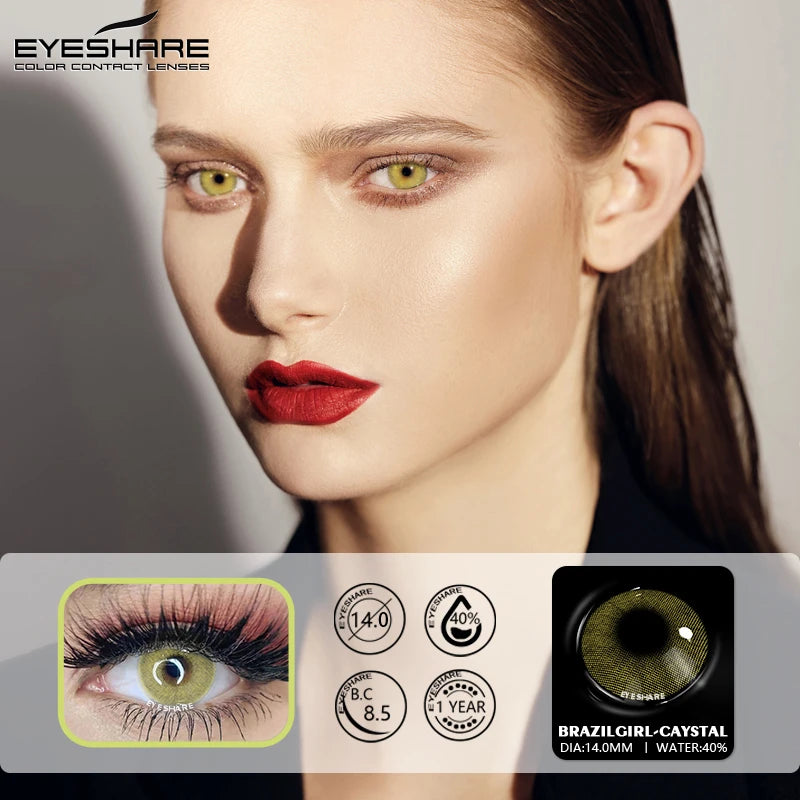 Obbty EYESHARE 1pair (2pcs) Colored Contacts 12 Colors Color Lens Eyes BRAZILGRIL Series Color Cosmetic Contact Lenses Beauty Makeup